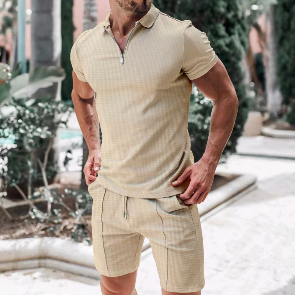 Raff zip-up polo + short set