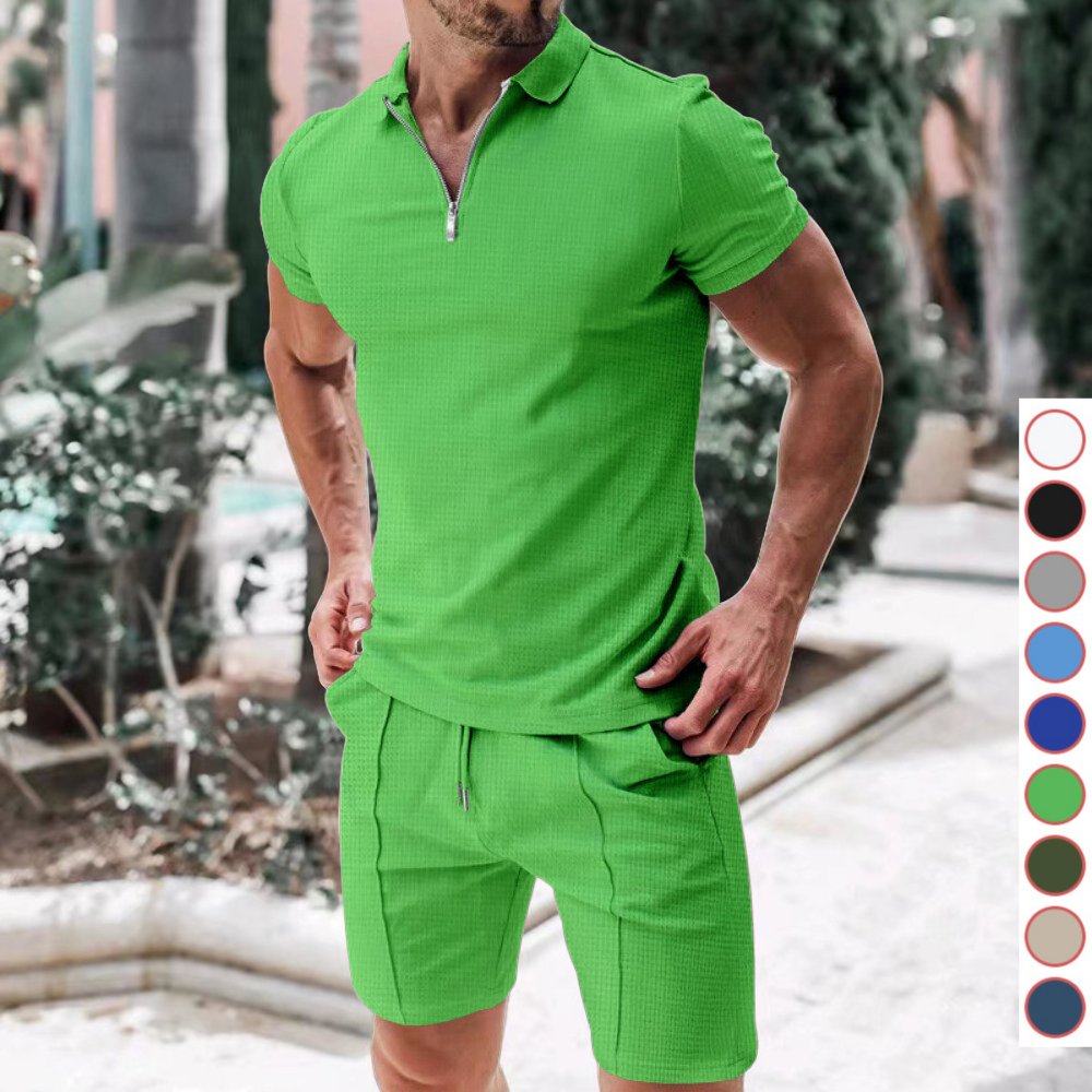 Raff zip-up polo + short set