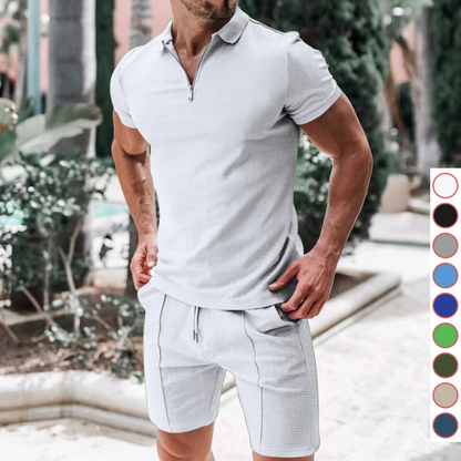 Raff zip-up polo + short set